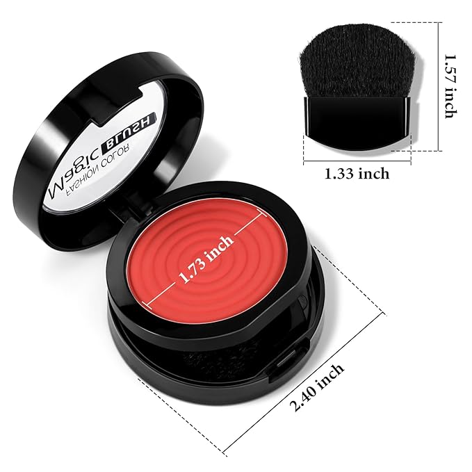 Boobeen Soft Blend Powder Blush for Cheeks, Buildable Color Matte Smooth Blush Palette Compact Blush Powder Makeup, Long-lasting Flush Color, with Mirror and Brush-BrightBean Baby