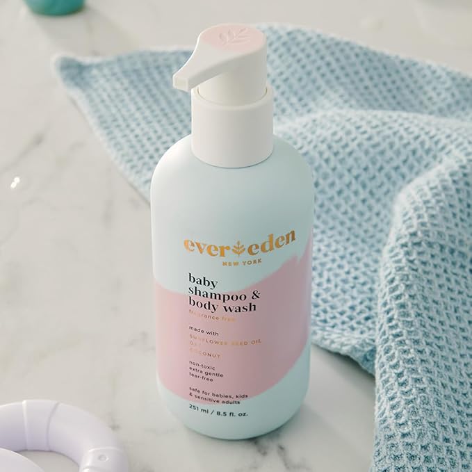 Evereden Baby Shampoo & Body Wash 2-in-1, 8.5 fl oz | Gentle, Non-Toxic, Fragrance-Free, Hydrating Formula for Sensitive Skin-BrightBean Baby