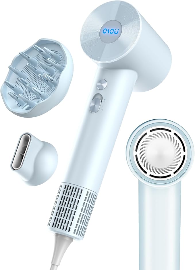 Hair Dryer with Diffuser for Curly Hair, Negative Ionic Hairdryer, High-Speed Blow Dryer with 110, 000 RPM Brushless Motor, Fast Drying Lightweight Travel Hairdryer, Low Noise Quiet Hair Dryers-BrightBean Baby