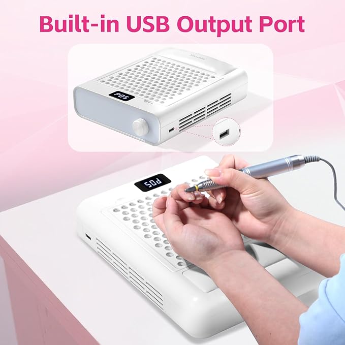 Missshine Dust Collector with Armrest – Professional 5-Speed Low Noise Vacuum Fan for Nail Techs – Powerful Suction with 10 Filter Papers for Salon & Home Use-BrightBean Baby