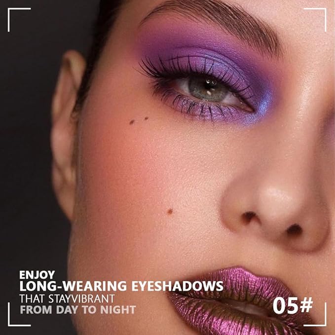 4 Colors Dark Purple Pink Eye Shadow Powder Palette Makeup, Neutral Matte Shimmer Cream Quads Eyeshadow Palette for Women Highly Pigmented Waterproof, paleta de sombras de ojos, Vegan, 05-BrightBean Baby