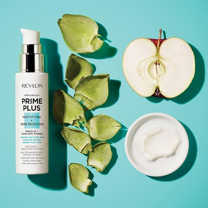 Revlon Face Primer, PhotoReady Prime Plus Face Makeup for All Skin Types, Blurs & Fills in Fine Lines, Infused with Salicylic Acid and AHA, Mattifying & Pore Reducing, 1 Oz-BrightBean Baby