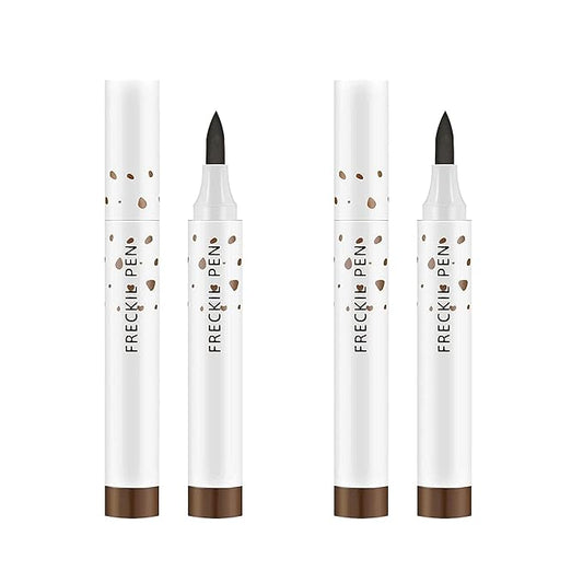 2 Pcs Freckle Pen Set, Natural Lifelike Fake Freckles Makeup Pen Magic Brown Color Freckles Makeup Tool Long-Lasting Waterproof Dot Spot Pen for Effortless Sunkissed Makeup (Dark Brown)-BrightBean Baby