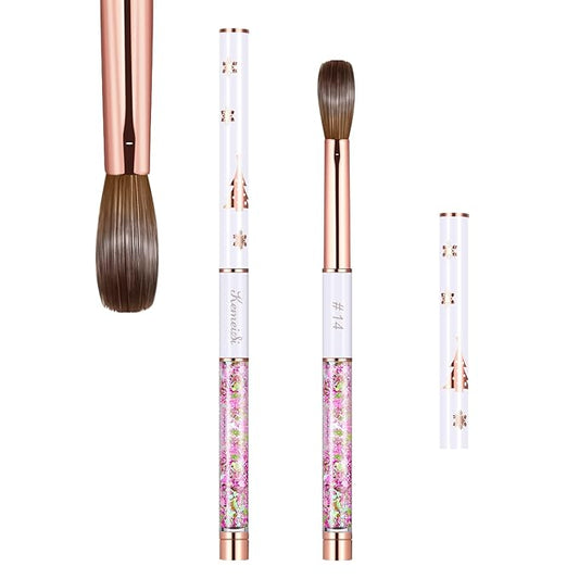 Acrylic Nail Brush Size 14,KEMEISI 100% Pure Kolinsky Nail Art Brushes Sturdy Handle Oval Shaped Acrylic Powder Nail Design Tools for Professional Manicure DIY Home Salon (White)-BrightBean Baby