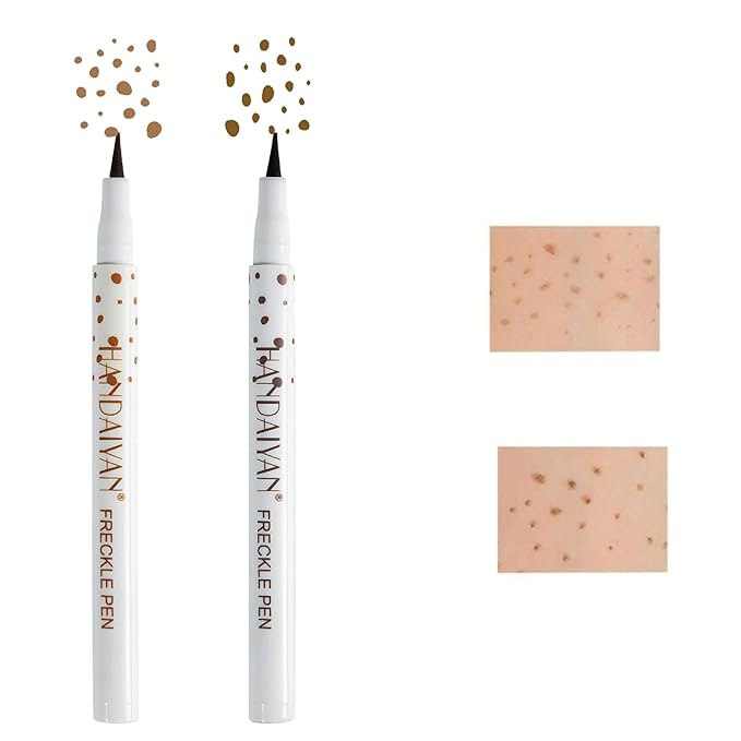 Freckle Pen Waterproof 2 Colors,Natural Lifelike Faux Face Freckle Makeup Pen,Magic Freckle Color,Waterproof Longlasting Soft Small Sopt Pen,For Natural Effortless Sunkissed Skin Makeup(2packs)-BrightBean Baby