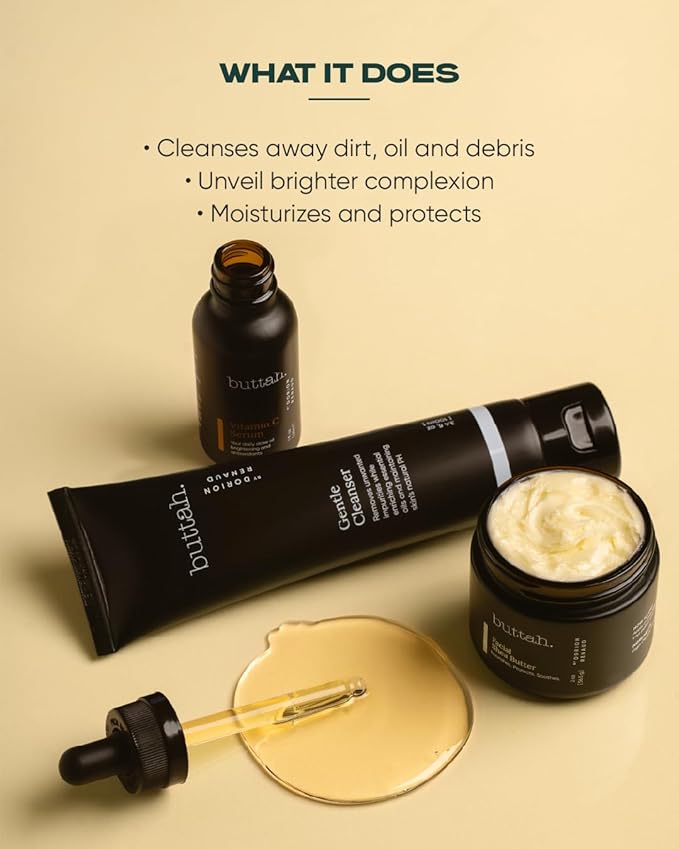 Buttah Skin by Dorion Renaud Complete Melanin-Rich Skin Care Kit | Shea Butter, Vitamin C Serum, Facial Cleanser | Organic & Natural | Black-Owned-BrightBean Baby