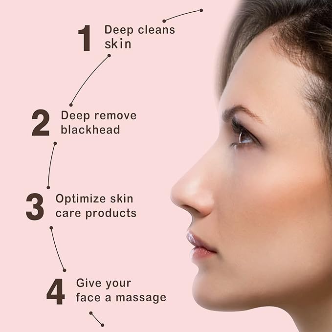 GUGUG Skin Scrubber Face Spatula Skin Spatula Pore Cleaner Blackhead Remover Tools for Facial Deep Cleansing-4 Modes, Pink-BrightBean Baby