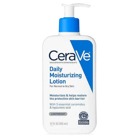 CeraVe Daily Moisturizing Lotion for Dry Skin, Body Lotion & Face Moisturizer with Hyaluronic Acid and Ceramides, Daily Moisturizer, Fragrance Free, Oil-Free, 12 Ounce-BrightBean Baby