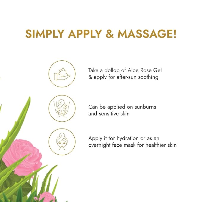 Skin Rituals Aloe Rose Gel 200 gms | After-sun Soothing Gel | For Sunburn Relief & Hydration | Clinically Tested Rose Actives| Ayurvedic Tan Minimiser-BrightBean Baby