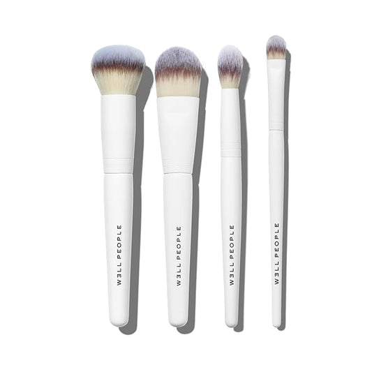 Well People Bio Complexion Brush Set, 4-Piece Face Brush Set For All Complexion Products, For Liquids, Powders & Creams, Cruelty-free Bristles-BrightBean Baby