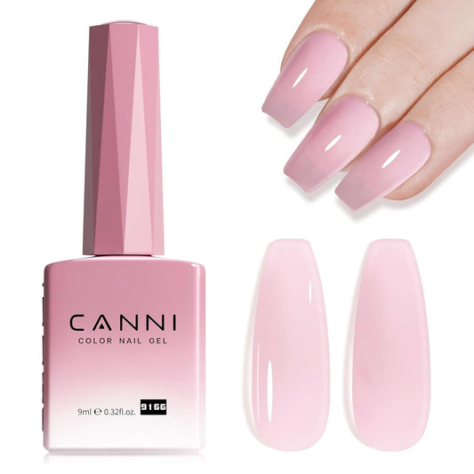 CANNI Soft Pink Jelly Gel Polish – 9ML Translucent Sheer Nude Soak-Off UV/LED Gel Nail Polish for DIY Manicure or Salon Use-BrightBean Baby