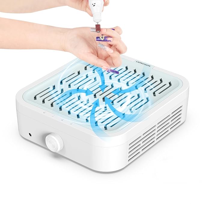 LIONVISON Nail Dust Collector For Salons: Manicure Pedicure Tool for Beginners DIY Nail Tech - Reusable Filter Fan Dust Suction Machine For Home-BrightBean Baby
