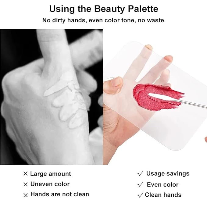 Acrylic Cosmetic Makeup Palette, 2 Pack Makeup Mixing Palette, Foundation Palette with Spatula Tool for Nail Art Eye Shadow Eyelash Makeup Professional Pigment Blending-BrightBean Baby