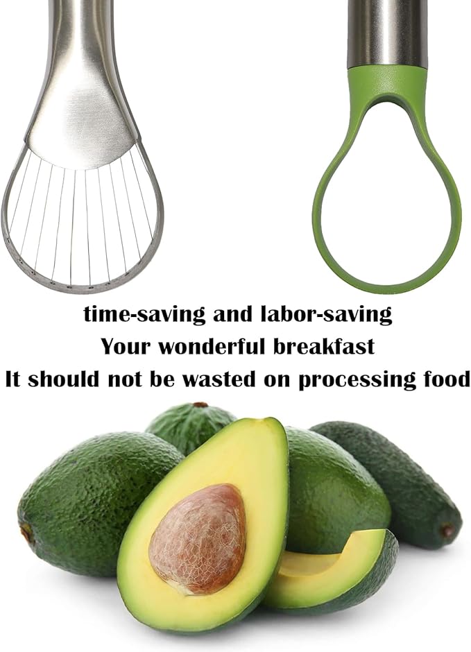 QPQ 2-in-1 Avocado Slicer & Pitter, Stainless Steel Kitchen Tool with Wire End for Scooping, Loop End for Pit Removal, Dishwasher Safe