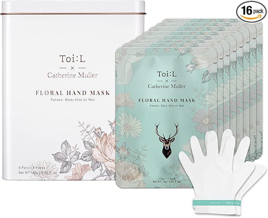 Catherine Muller Floral Hand Mask 8 Pairs, Moisturizing Gloves for Dry Hands with Elder Flower & CICA, Repairing and Nourishing Hand Care Treatment for Cracked, Rough, and Dry Skin-BrightBean Baby