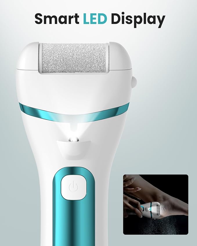 PUBOO Foot Callus Remover Electric 10000 RPM 3-Speed IPX7 Rechargeable Pedicure Kit for Hard Skin Women & Men. Portable Multi-Roller File Grinder Sander Scrubber with LED Display for Wet & Dry Feet-BrightBean Baby