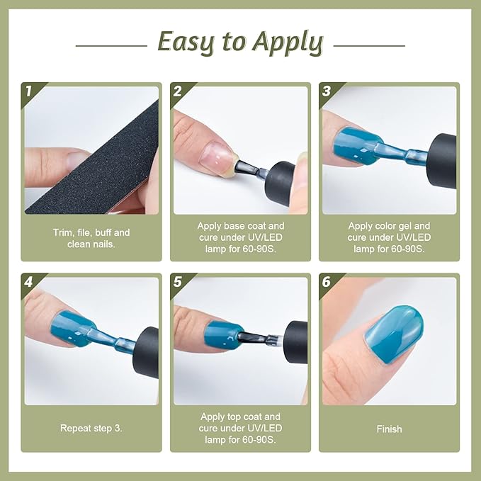 JODSONE 60 PCS Gel Nail Polish Kit with U V Light 55 Colors No Wipe Beautiful Colors Nail Gel Polish Base Top Coat Manicure Gifts for Salon and at Home-BrightBean Baby