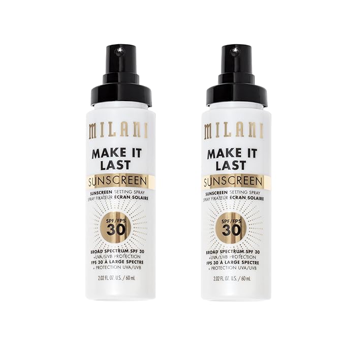 Milani Make It Last Sunscreen - Sunscreen Setting Spray with SPF 30 - Makeup Primer and Setting Spray with SPF30 Sunscreen, Long Lasting Makeup Finishing Spray - 2 Pack-BrightBean Baby