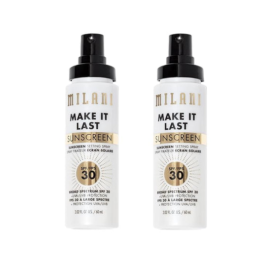 Milani Make It Last Sunscreen - Sunscreen Setting Spray with SPF 30 - Makeup Primer and Setting Spray with SPF30 Sunscreen, Long Lasting Makeup Finishing Spray - 2 Pack-BrightBean Baby