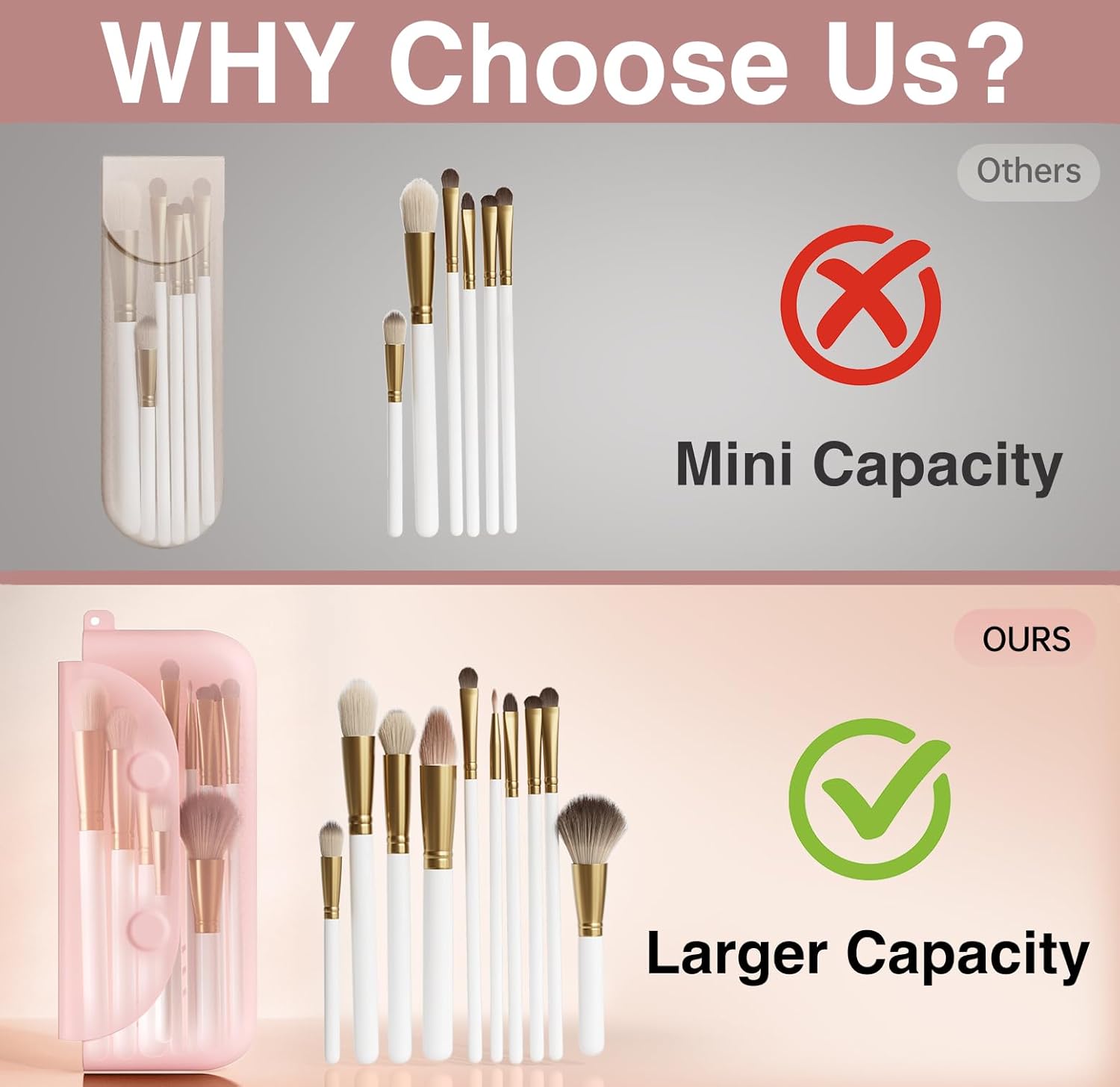 Silicone Makeup Brush Holder Large Travel Makeup Brush Case Original Design Brushes Holder with Magnetic Closure Khaki-BrightBean Baby