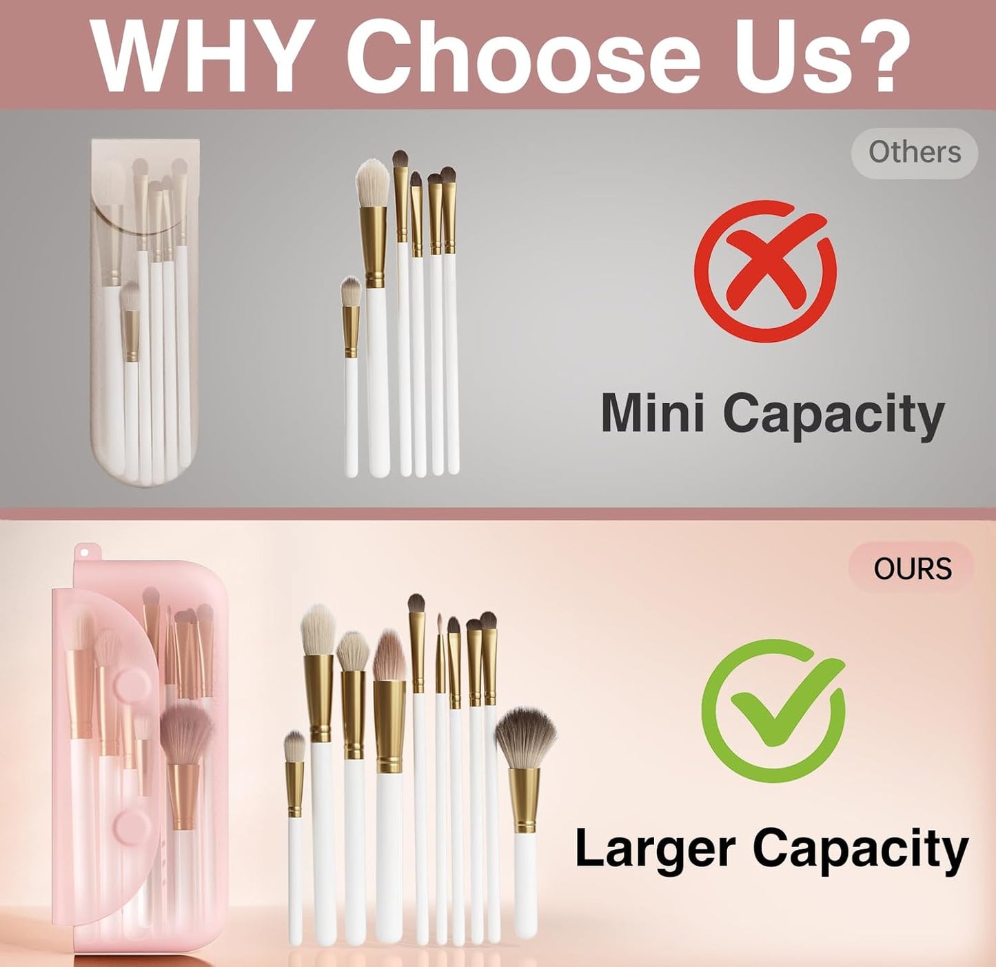 Silicone Makeup Brush Holder Large Travel Makeup Brush Case Original Design Brushes Holder with Magnetic Closure White-BrightBean Baby