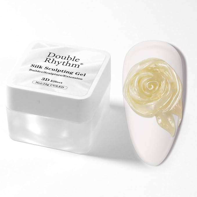Double Rhythm 3D Nail Gel Pearl Solid Sculpting for Nail Art Non-Sticky Hard for Building Carving Molding Extension Soak Off UV/LED Nail Art Salon Home DIY 0.5 Oz (Yellow-Silk 07)-BrightBean Baby