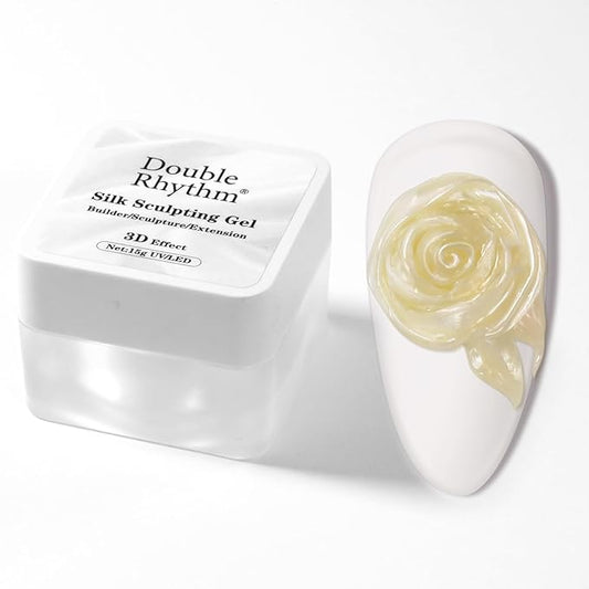 Double Rhythm 3D Nail Gel Pearl Solid Sculpting for Nail Art Non-Sticky Hard for Building Carving Molding Extension Soak Off UV/LED Nail Art Salon Home DIY 0.5 Oz (Yellow-Silk 07)-BrightBean Baby