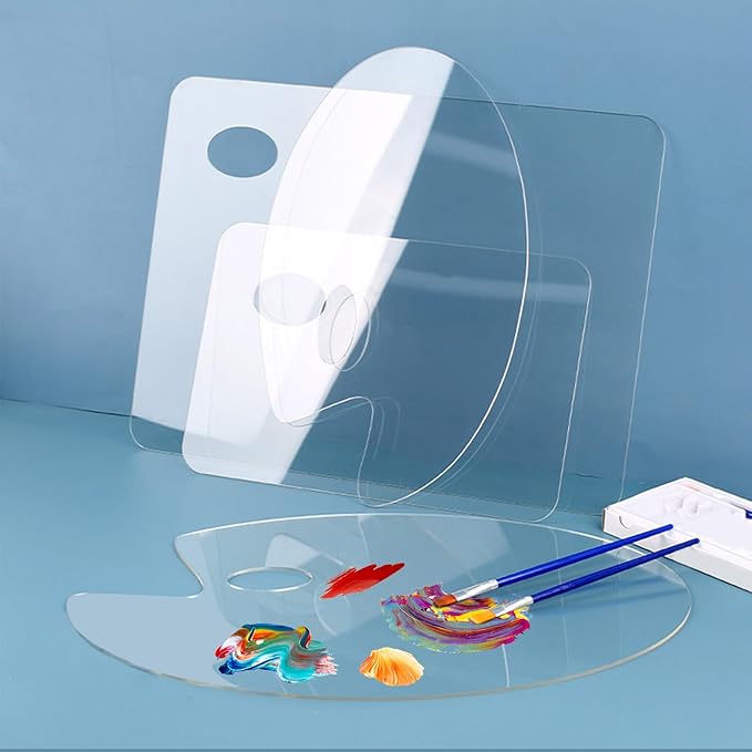 5PCS Acrylic Paint Palette Clear Paint Pallet,Transparent Non-Stick Oil Paint Palette with Protective Kraft for Craft DIY Art Painting Palette- Adults & Kids-BrightBean Baby