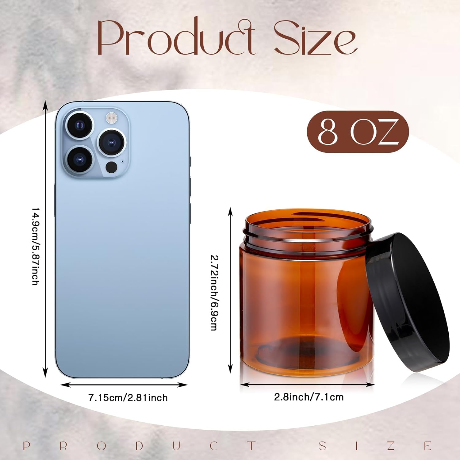 SATINIOR 100 Pcs Plastic Jars with Lids Small Containers Lids Wide Mouth Small Plastic Containers for Lotion Cream Rhinestones Body Butters Travel Storage(8 oz, Amber)-BrightBean Baby