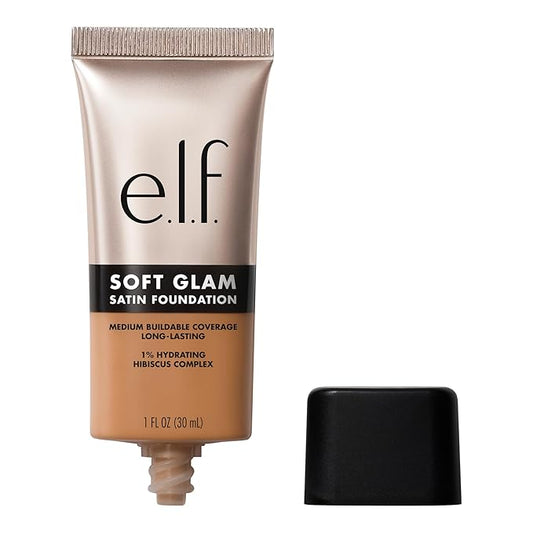 e.l.f. Soft Glam Foundation, Medium Coverage, Long-Lasting & Buildable Foundation For A Smooth, Satin Finish, Vegan & Cruelty-Free, 42 Tan Neutral-BrightBean Baby
