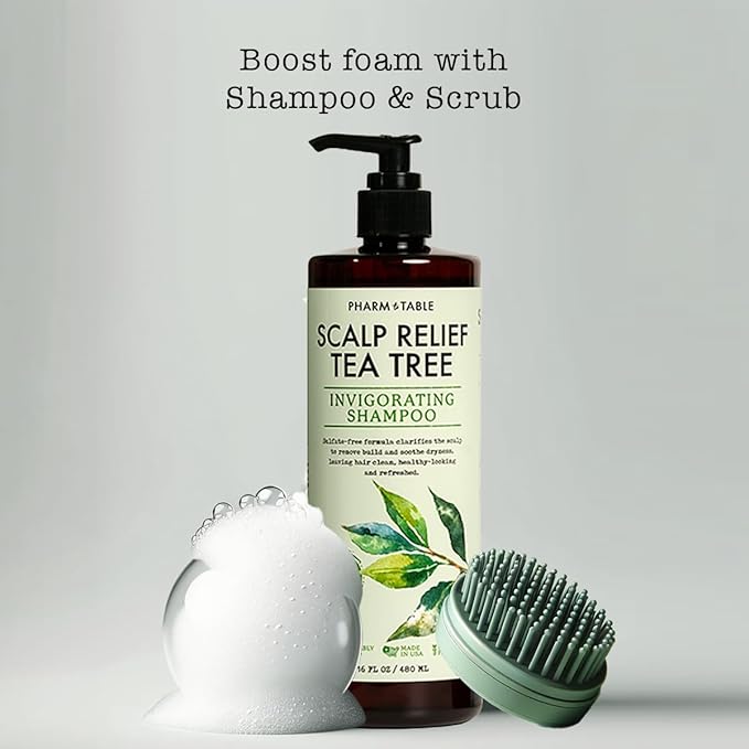 Tea Tree Shampoo For Men and Women, Deep Cleansing Sulfate-Free Formula - Relief for Dry Itchy Scalp - Infused with Tea Tree oil, Mint, Biotin and Vitamin E, 16.2oz-BrightBean Baby