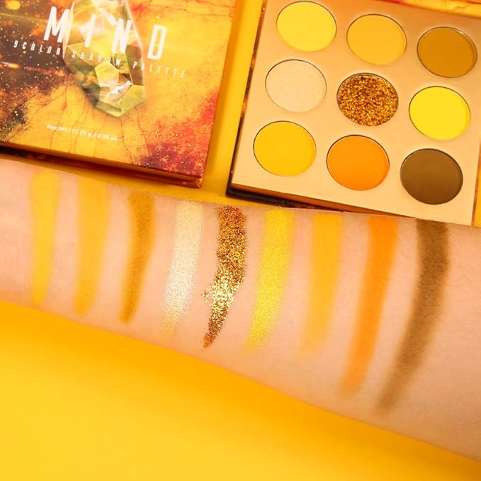 docolor Eyeshadow Palette 9Colors Yellow Eyeshadow Gemstone Shadow Palettes Highly Pigmented Mattes Shimmers Smokey Glitter Cream Colorful Powder Blendable Long Lasting Waterproof Makeup Palette-BrightBean Baby