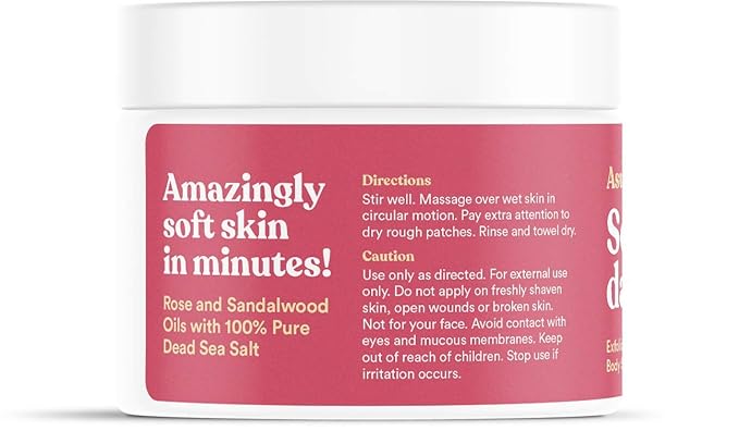 ASUTRA Dead Sea Salt Essential Oil Body Scrub Exfoliator (Sensual Rose), 16 oz - Ultra Hydrating, Gentle, & Moisturizing - Coconut, Rose, and Sandalwood Oils-BrightBean Baby