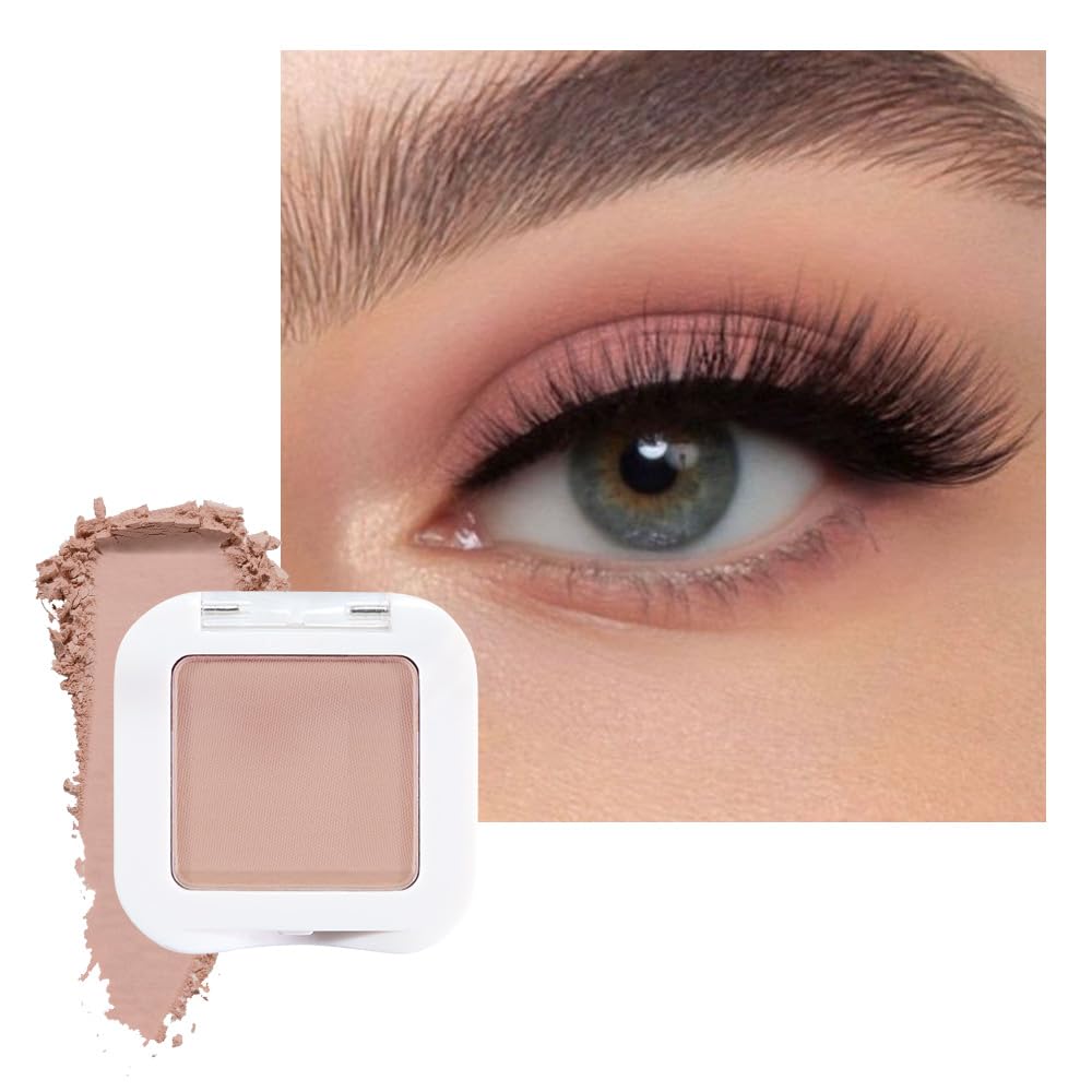 Matte Singe Eye Shadow Palette Makeup, Matte Nude Pink Monochrome Eyeshadow For Old Women, Mini Singe Pressed Pigmented Waterproof Sombras Para Ojos, Vegan, Talc, Paraben & Cruelty Free, 19-BrightBean Baby