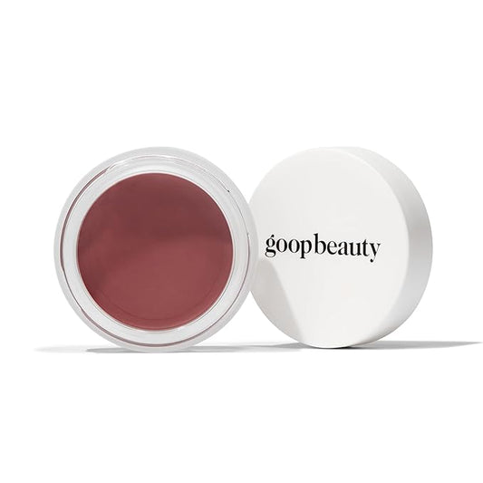 goop Beauty Cream Blush | Sheer Pop of Color for Lips & Cheeks | Vitamin C, Vitamin E, & Safflower Oil | Natural Makeup for Glowing Skin | Paraben & Silicone Free | 0.5 oz | Afterglow - Soft Berry-BrightBean Baby