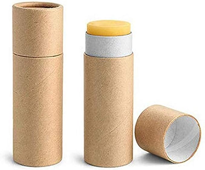 10 Pcs 1oz Cardboard Lip Balm Tubes Kraft Paper Lipstick Tube Empty Lip Gloss Containers Refillable Chapstick Container Round Paper Solid Tube for DIY Cosmetic Samples Lotion Deodorant,Brown-BrightBean Baby