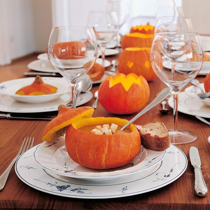 Villeroy & Boch Vieux Luxembourg Rim Soup, 9 in, Premium Porcelain, White/Blue