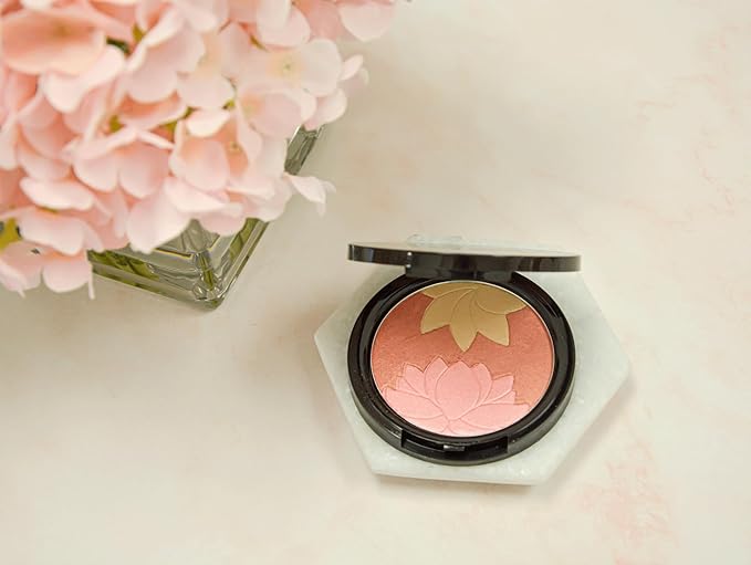 Manna Kadar Beauty - Blossom Floral Compact, Multi-functional Blush & Highlighter, 3 Shades of Pink, Coral, & Champagne for a Perfect Blend, Natural & Radiant, Use on Décolletage, Highly Pigmented-BrightBean Baby