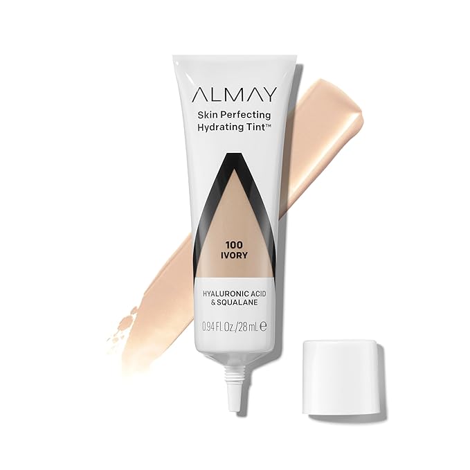 Almay Hydrating Liquid Foundation Tint, Lightweight with Light Coverage, Naturally Dewy Finish, Hypoallergenic, Dermatologist TestedFragrance Free, 100 Ivory, 0.94 fl oz.-BrightBean Baby