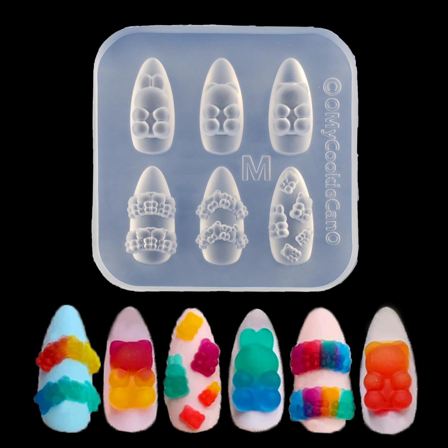 Silicone Nail Art Molds Cute Little Bear Charm Design Carving Template Resin Mold Nail Accessories for Women DIY Manicure Supplies-BrightBean Baby