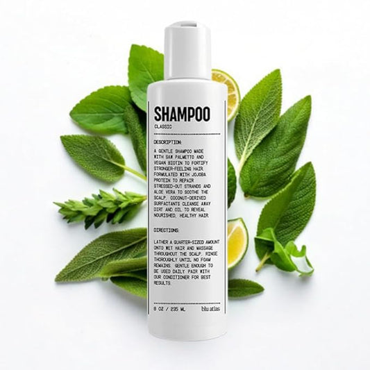 Blu Atlas Men's Natural Shampoo – Organic, Sulfate-Free, Paraben-Free – Deep Cleansing & Hydrating – Classic Scent (Bergamot, Sage, Patchouli) – Made in America– 8 oz-BrightBean Baby