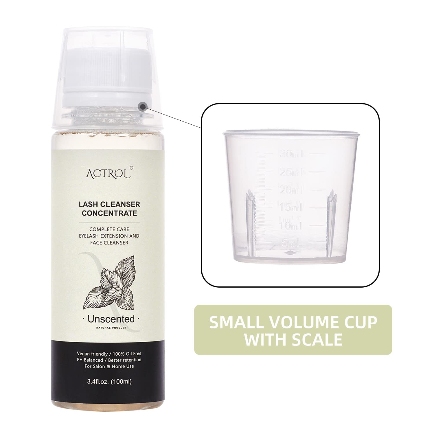 Eyelash Shampoo Concentrate 100ml Lash Extensions Cleanser Concentrate Unscented Natural Foaming Shampoo DIY Wash for Extensions Lashes with Salon Home Care-Makes 60ml Bottles-BrightBean Baby