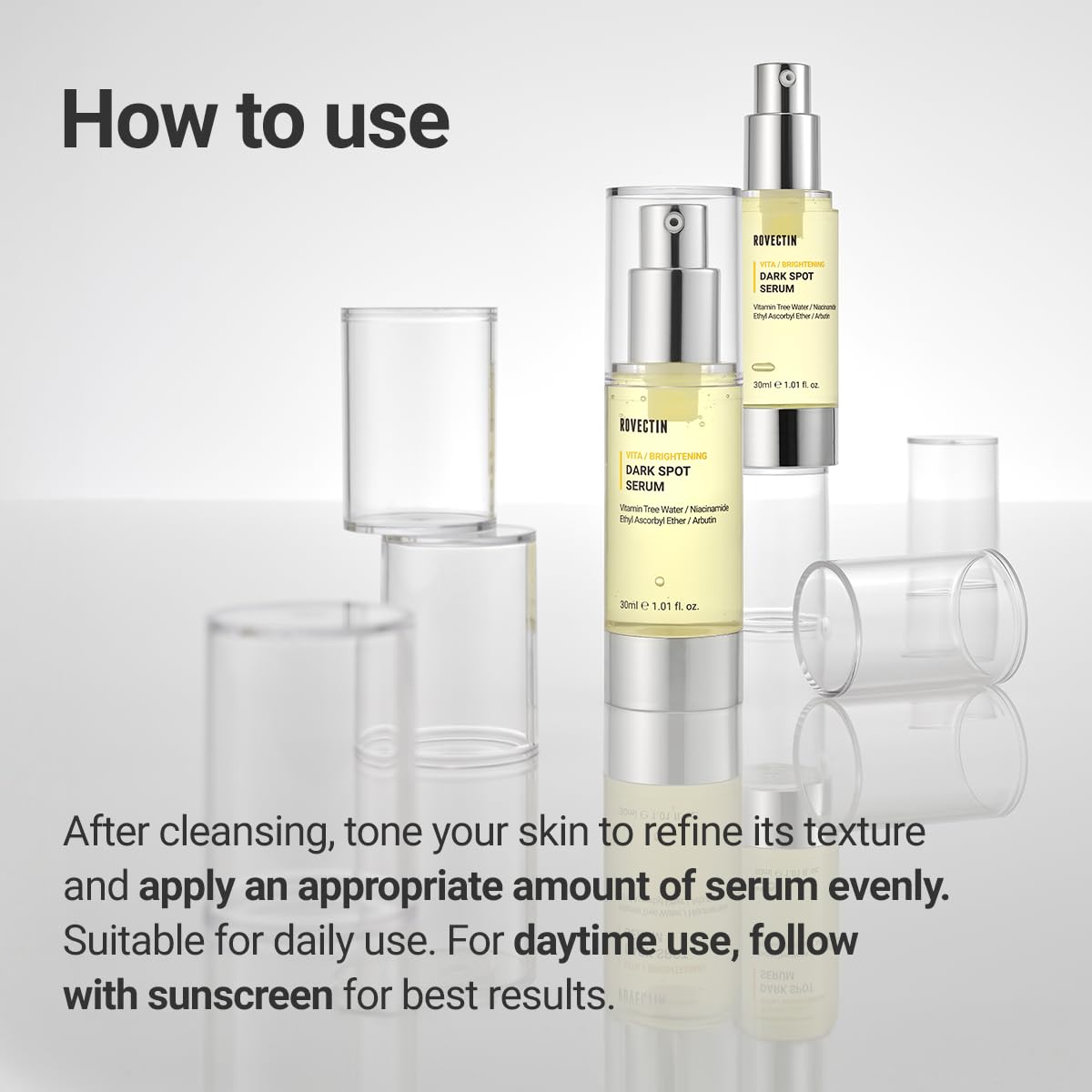 ROVECTIN Vita Dark Spot Serum for Clearing Blemish and Evening Skin Tone | Rich Vitamin C, Brightening, Hydrating For Dry, Sensitive, Normal, Oily Skin | Vegan K-Beauty (1.01 Fl. Oz, 30ml)-BrightBean Baby