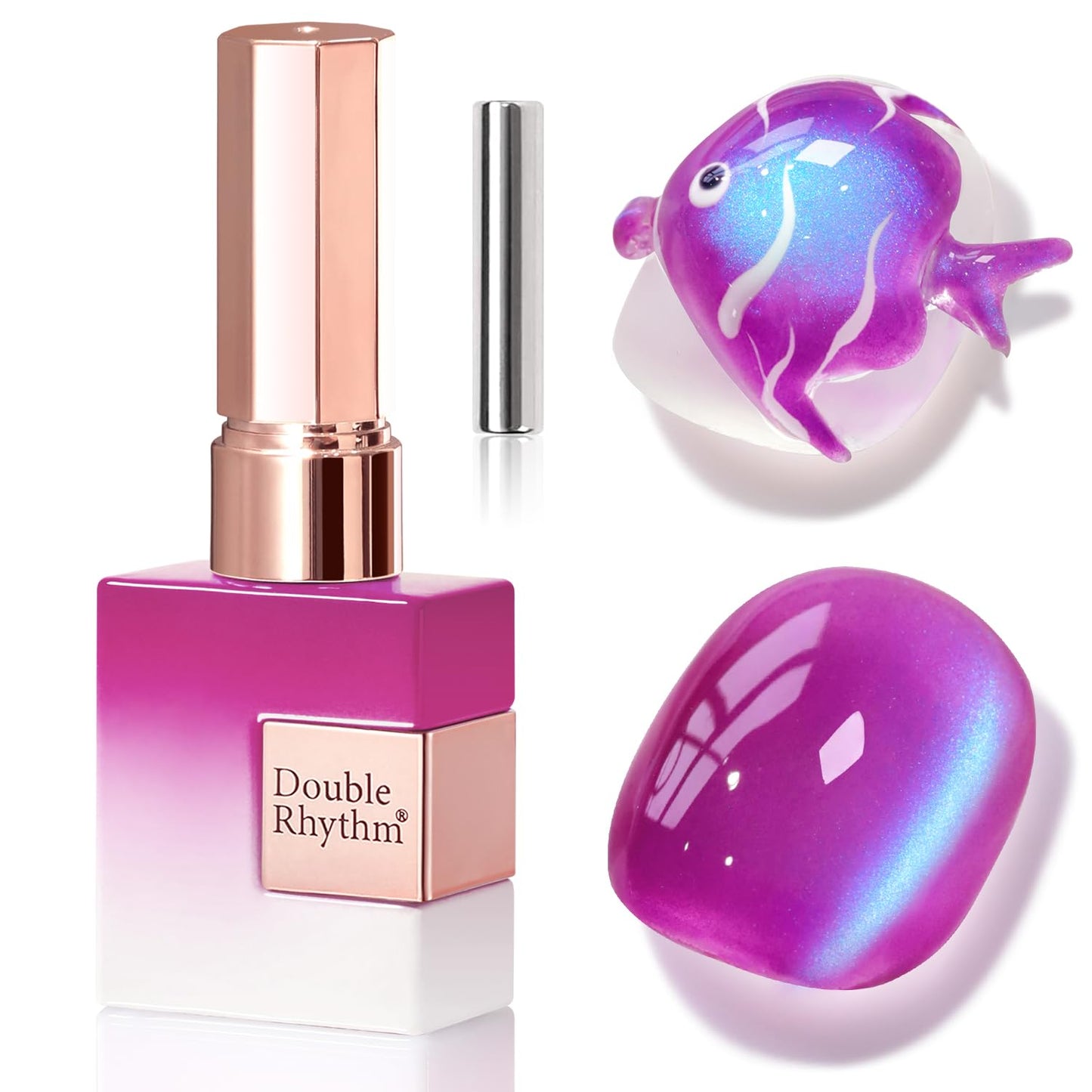 Double Rhythm Jelly Glass Cat Eye Gel Polish with Magnet 15ML Holographic Glitter Shimmer Translucent Sheer Color Magnetic Nail Polish Salon DIY at Home (Dark Navy-MC1268)-BrightBean Baby