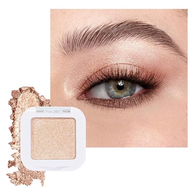 evpct Light Nude Brown Shimmer Single Eyeshadow Palette Makeup for Older Women, Iced Latte Glitter Sparkle Cream Eye Shadow Palette Brightener Makeup for Older Women, High Pigment Monochrome Eyeshadow-BrightBean Baby