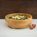 Medium Salad Bowl, 13" Wide, Kitchen Countertop Fruit Bowl, Serving Dish for Pasta, Bread, Mixing Bowl, Farmhouse Style, Mango Wood, Round, Serves 4-5