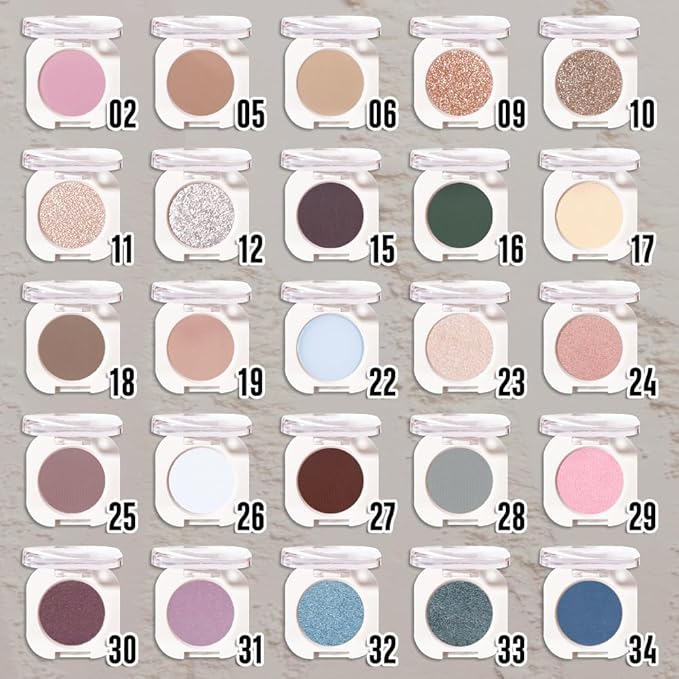 Slive Single Glitter Eyeshadow Makeup, Neutral Powde Eye Shadow for Women, Slive Shimmer Singles Eyeshadow Palette Pigmented Waterproof, sombras para ojos, Girls Monochrome Eyeshadows Gift 12-BrightBean Baby