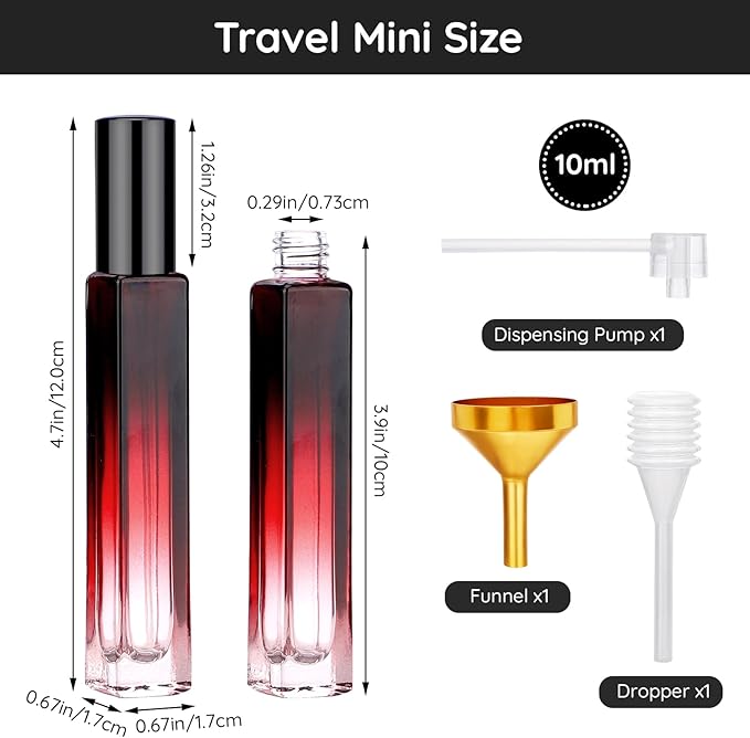 Segbeauty Travel Perfume Bottle Refillable, 2pcs 10ML Mini Glass Perfume Bottles Empty, Portable Cologne Spray Bottle Small Toiletries Cosmetic Supplies Sample Container Atomizer Travel Essential-BrightBean Baby