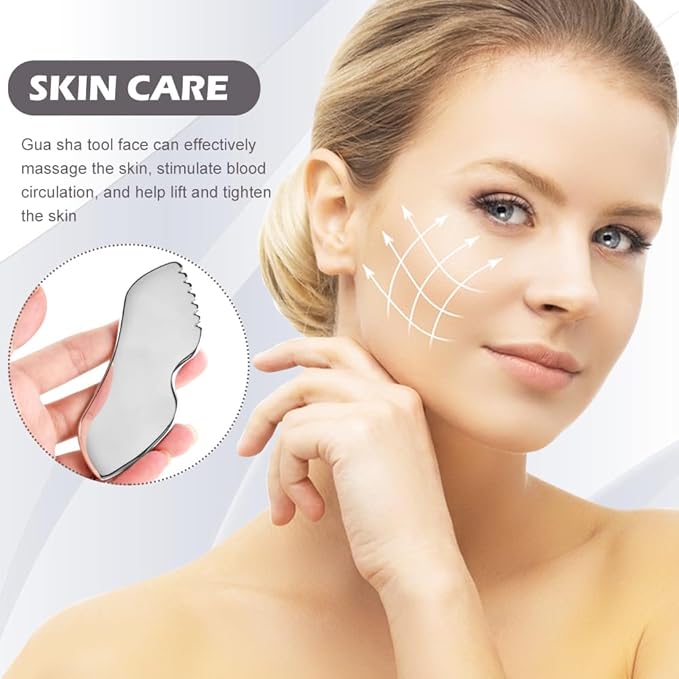 Stainless Steel Gua Sha Facial Tools, Upgrade Gua Sha for Facial Skin, Portable Eyes Neck Massage, Metal Gua Sha Tighten Skin Massage Guasha Beauty Tool-BrightBean Baby