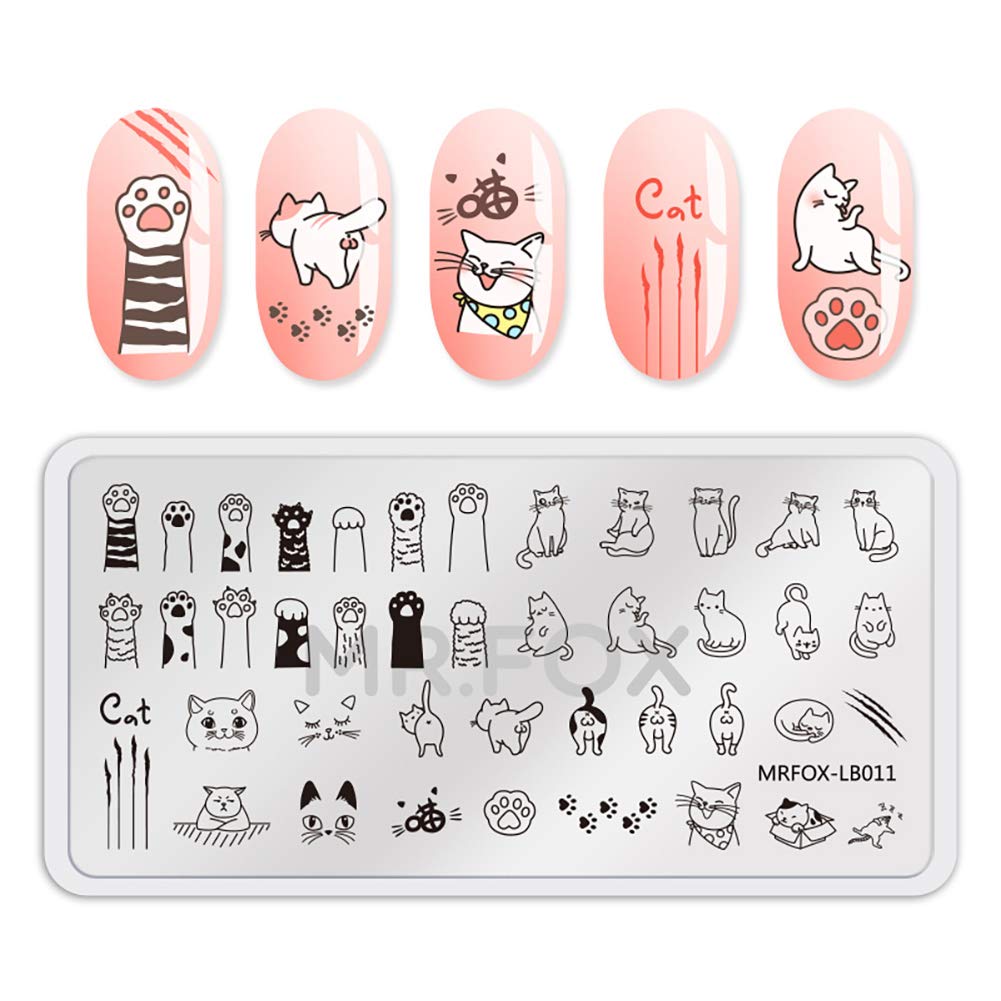 MR.FOX 5 pcs Nail Printing Board Set a Variety of cat Claws Kittens Puppies Unicorns and Other Patterns Art DIY Stamping templates-BrightBean Baby